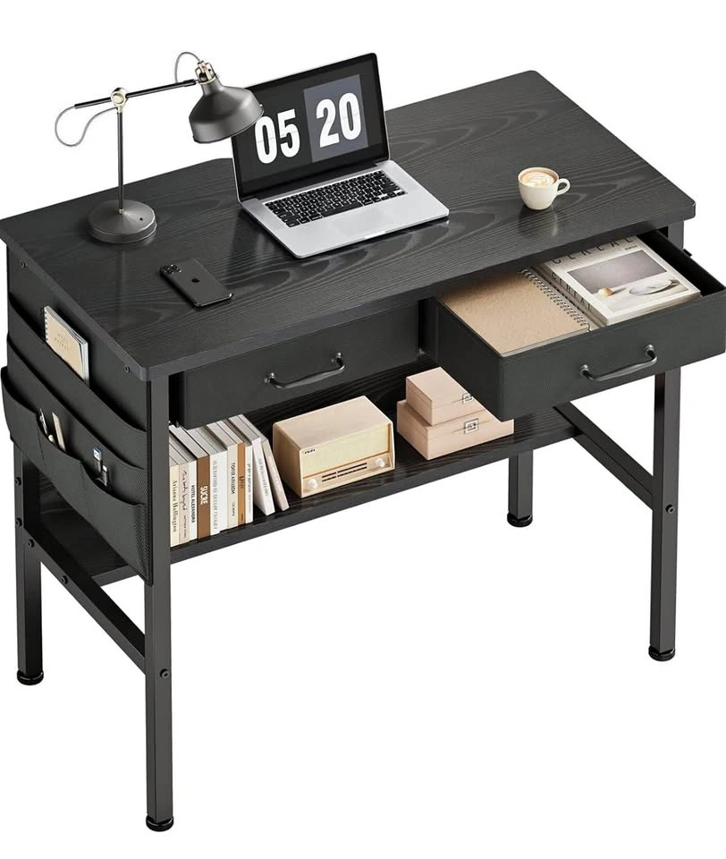 Small Desk w/ Fabric Drawers 31.5” Writing Desk