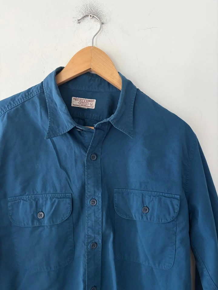 Wallace & Barnes Cotton Button Down Indigo Blue Shirt Size M - photo 2