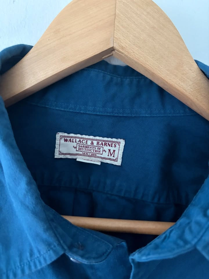 Wallace & Barnes Cotton Button Down Indigo Blue Shirt Size M - photo 3