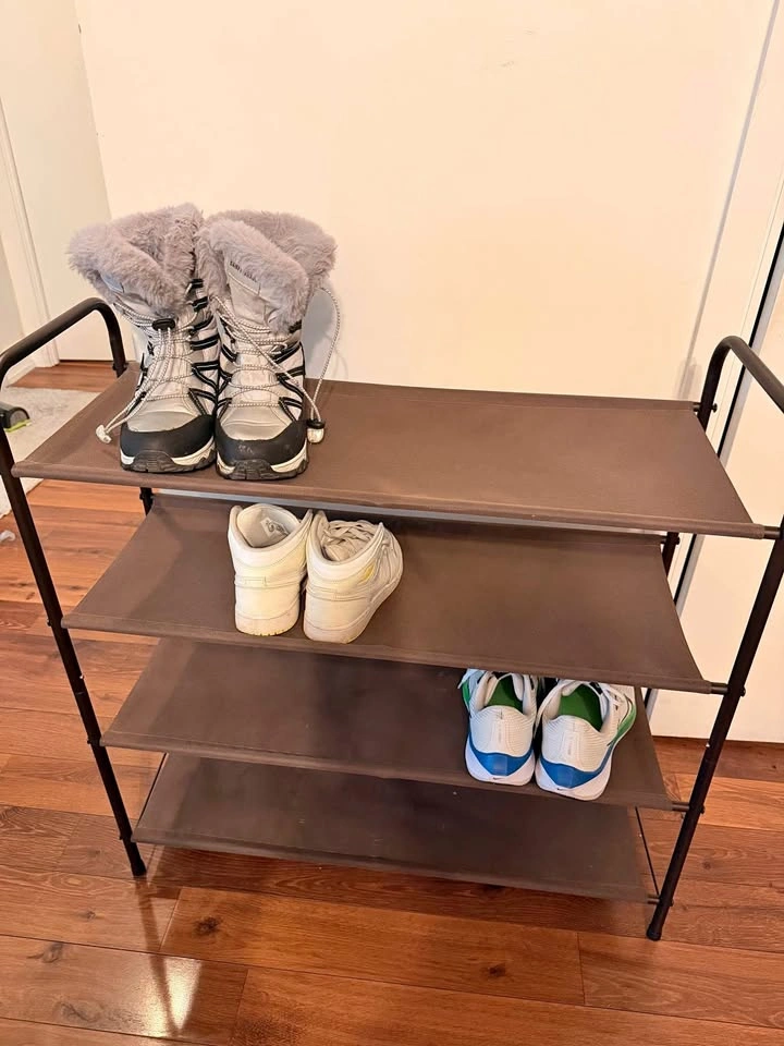 Brown 3-tier shoe rack