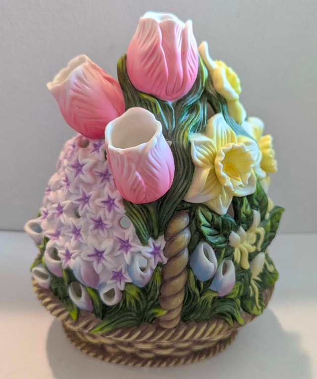 Partylite Spring Flower Basket Tea Light Holder