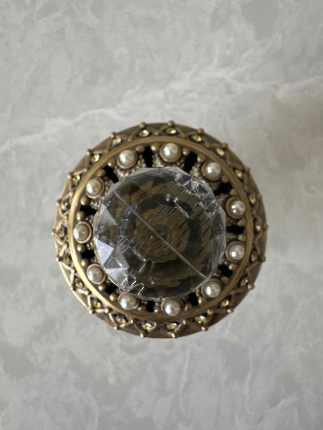 VTG Austrian Crystal and Brass Perfume Bottle by Two's Company - photo 2
