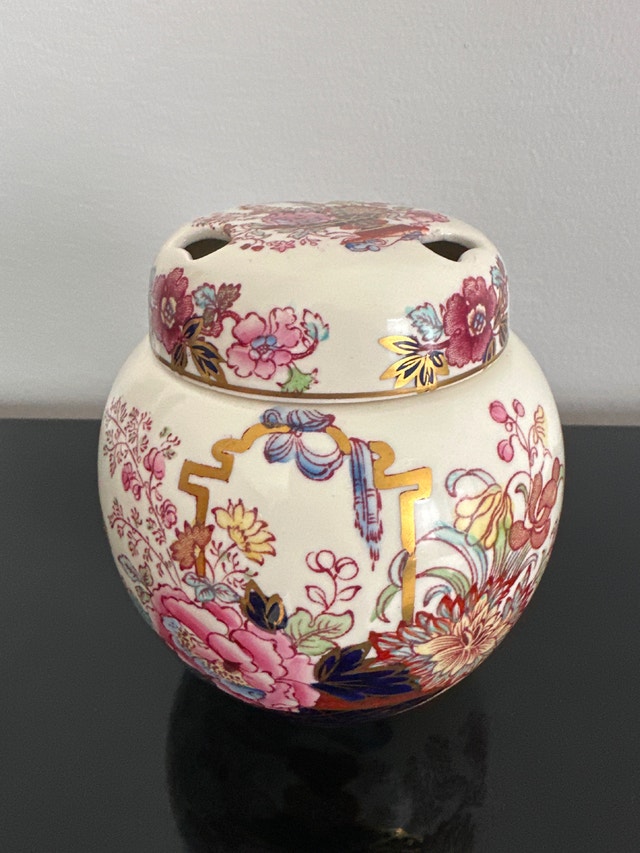 Vintage Mason’s Patent Ironstone ginger jar in Brocade pattern