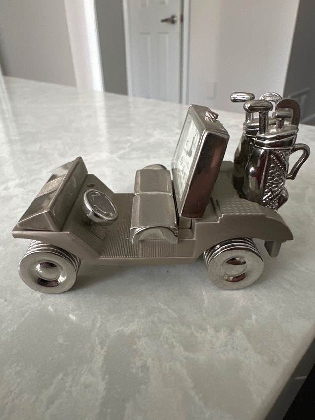 Miniature metal golf cart desk clock - photo 2