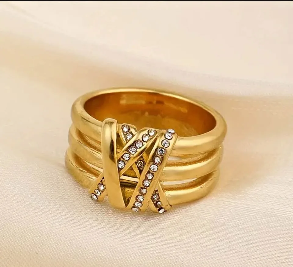18k gold plated stainless steel ring thumbnail