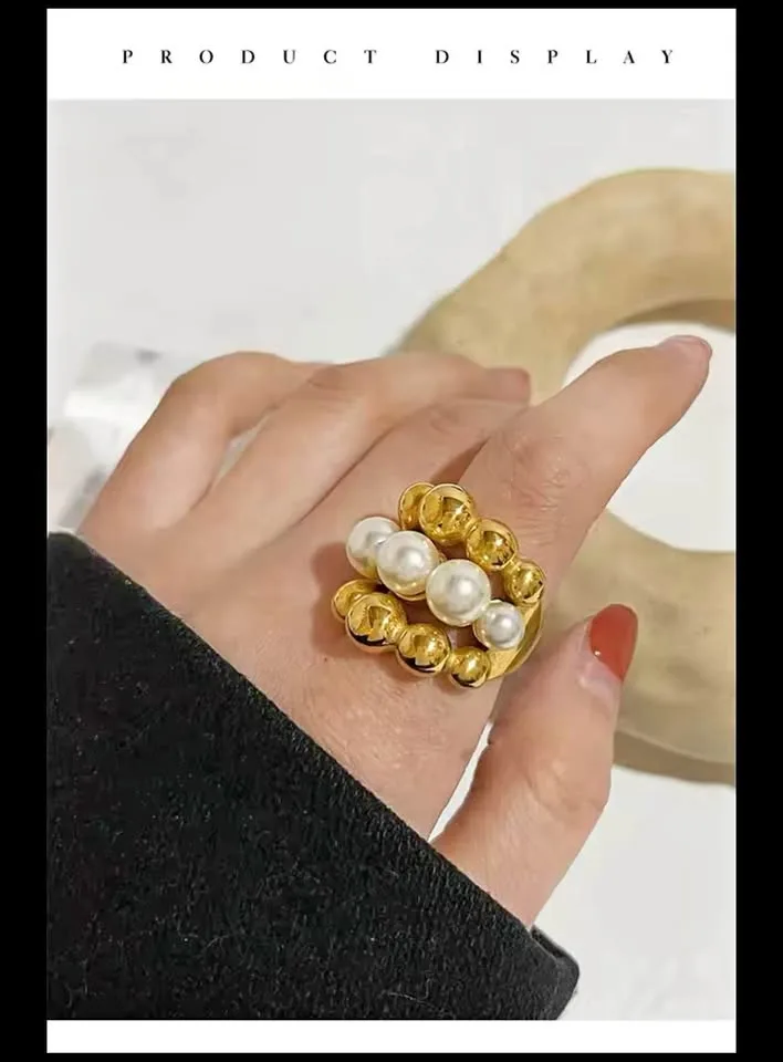 18k gold plated stainless steel ring thumbnail