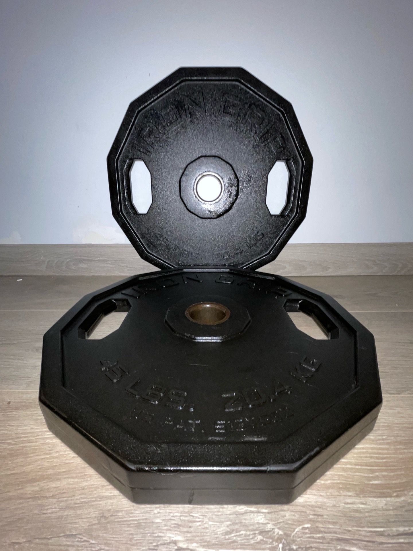 Pre-Owned Pair Of 45lb Iron Grip Urethane Coated - photo 3