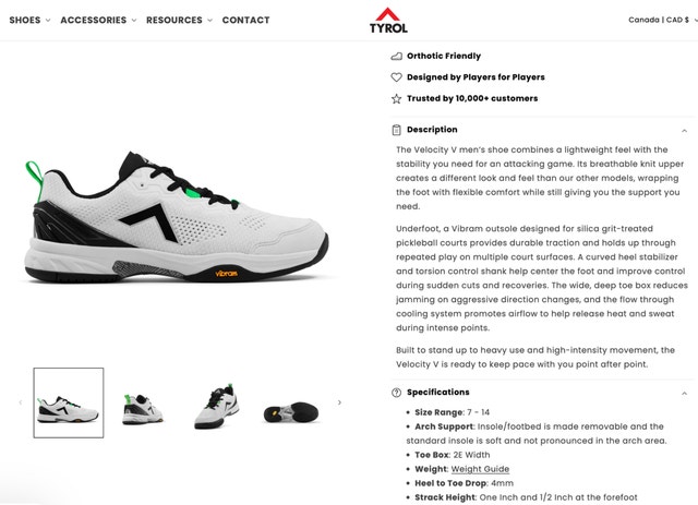 Tyrol Velocity V Men's Pickleball Shoes - NEW