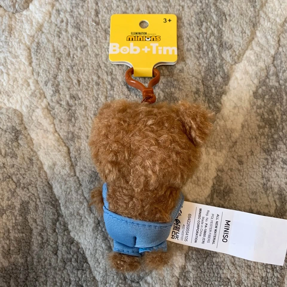 BNWT Miniso 12cm Disney Minion Bob+Tim Collection plush keychain - photo 2