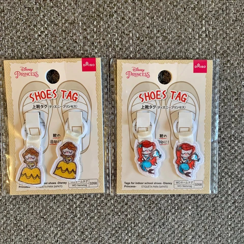 BNIB Japan Disney Princess Belle and Ariel Kids Shoe Tags