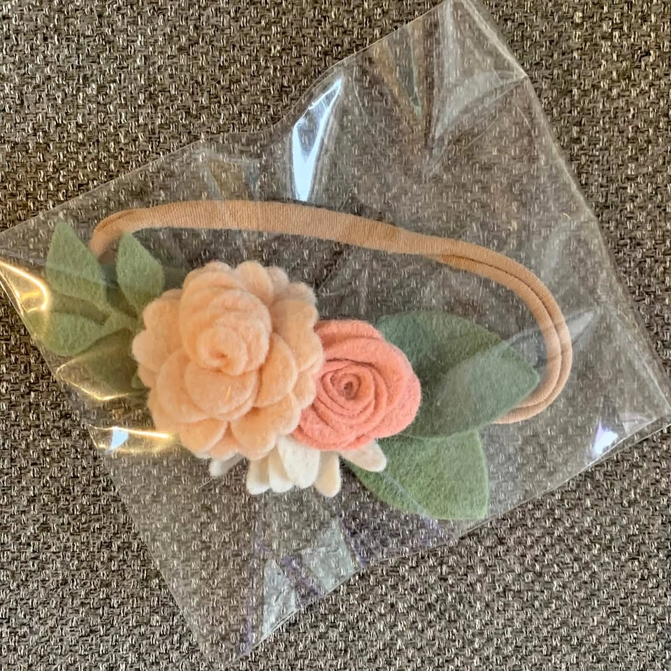 Wool Felt Flower Baby Girl headband Elastic band 13cm