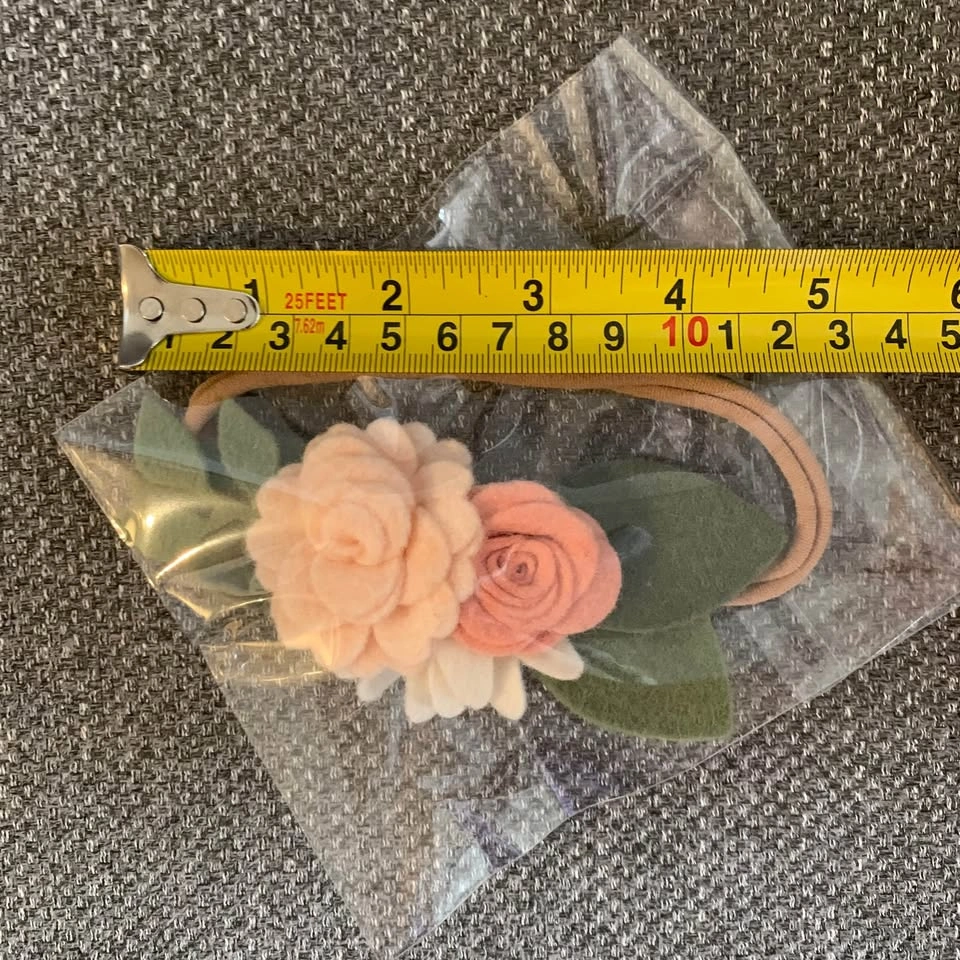 Wool Felt Flower Baby Girl headband Elastic band 13cm - photo 4