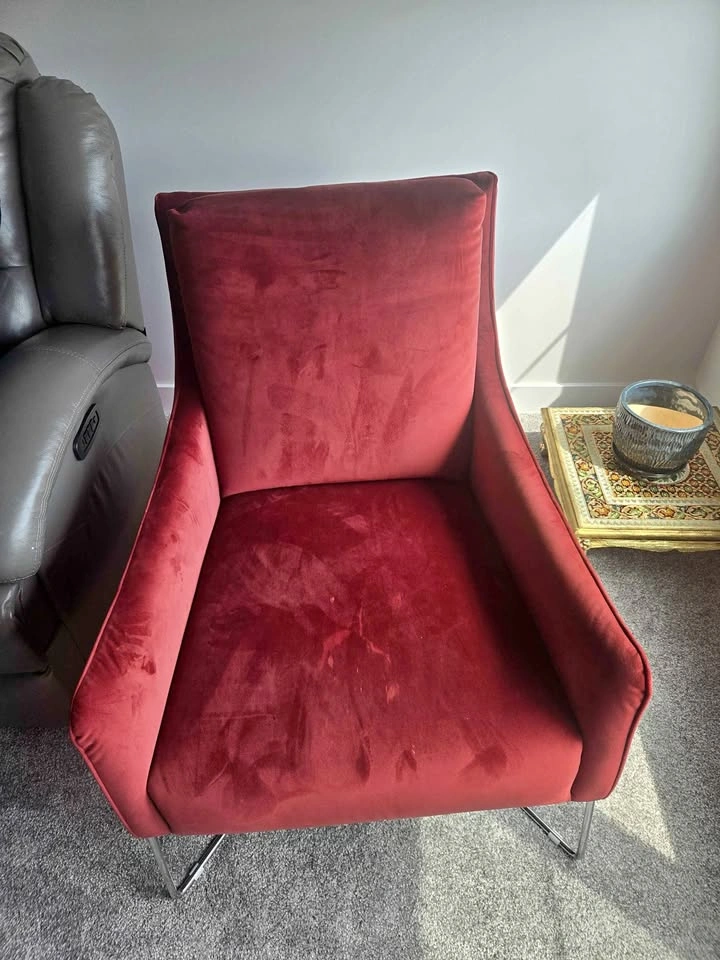Natuzzi Red Velvet Accent Chair