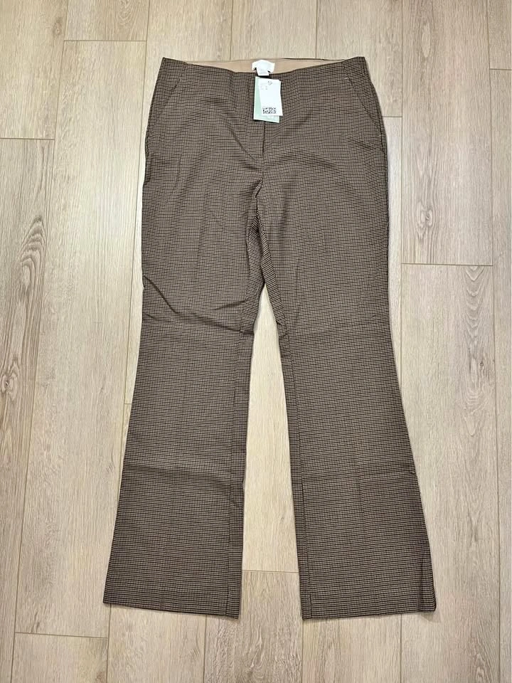 H&M Brown/Tan Houndstooth Tailored Trousers - Size 14