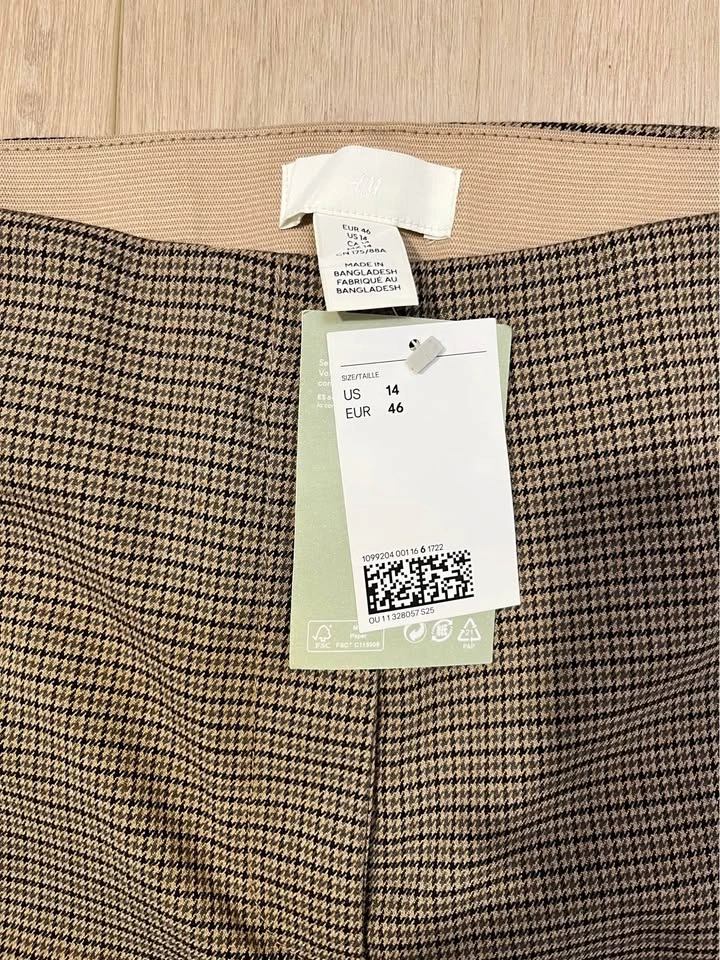 H&M Brown/Tan Houndstooth Tailored Trousers - Size 14 - photo 3