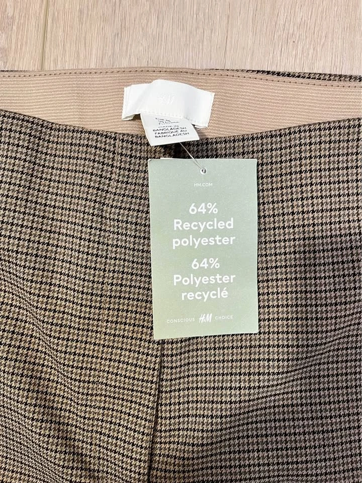 H&M Brown/Tan Houndstooth Tailored Trousers - Size 14 - photo 4