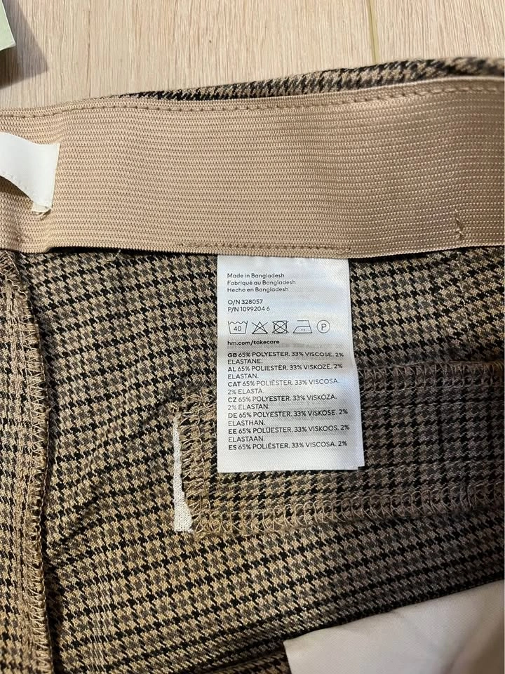 H&M Brown/Tan Houndstooth Tailored Trousers - Size 14 - photo 5