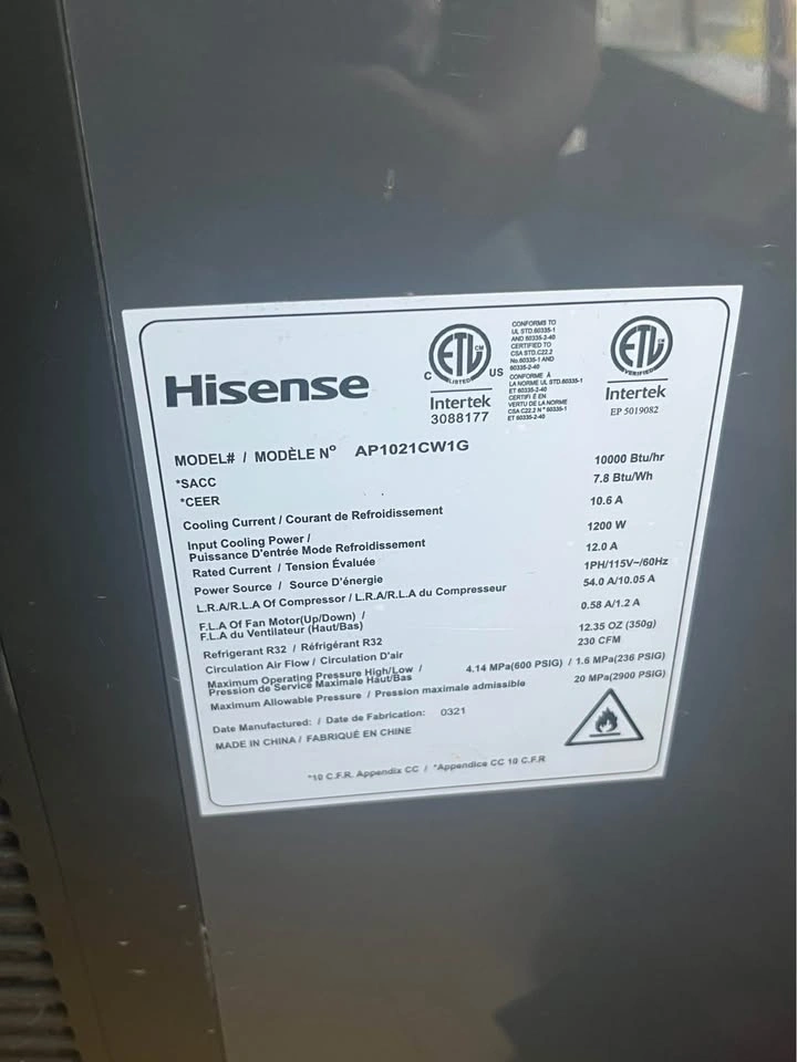 Hisense Portable Air Conditioner - photo 2