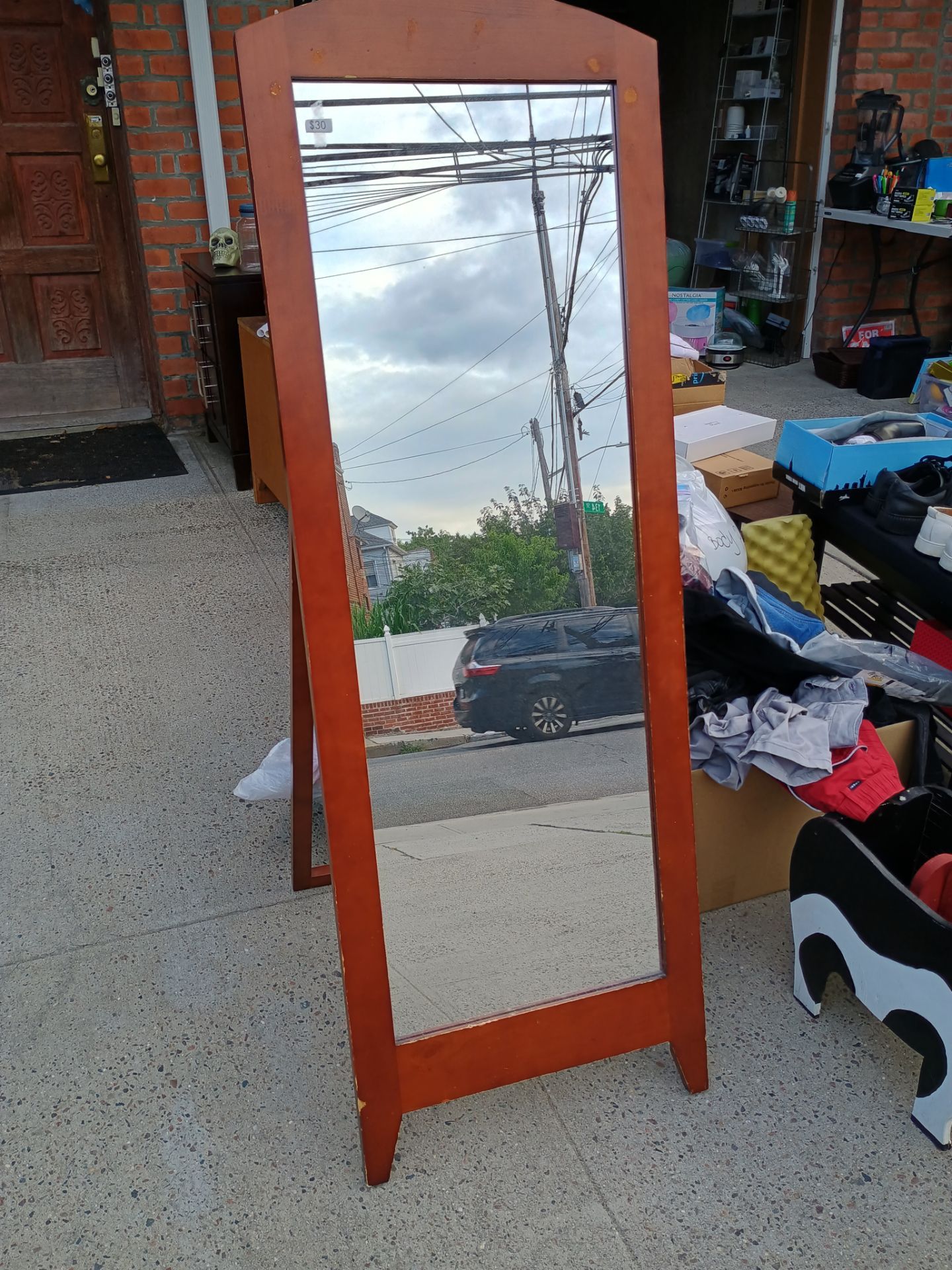 Wood Frame Standing Mirror