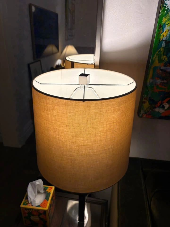 Table Lamp with Linen Drum Shade - photo 2