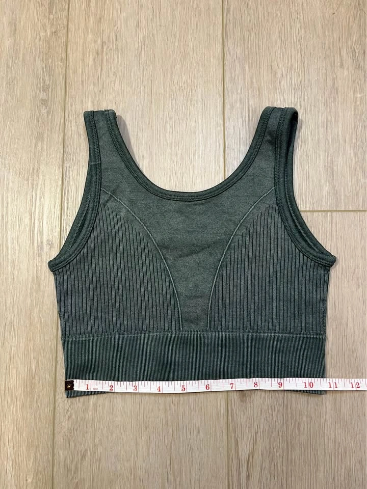 PRO-FIT Seamless Dark Green Ribbed Sports Bra - Size S - photo 5