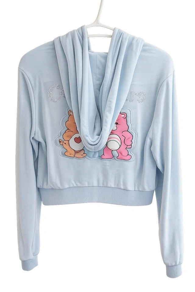 Care Bears Light Blue Velour Rhinestone Zip Hoodie- Large - photo 2