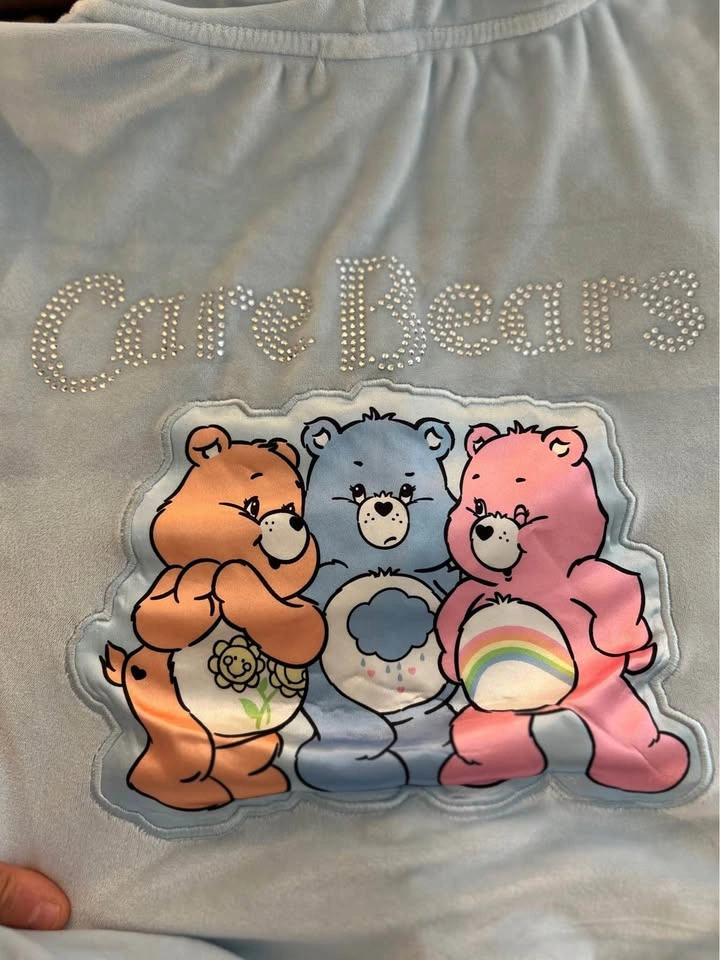 Care Bears Light Blue Velour Rhinestone Zip Hoodie- Large - photo 4