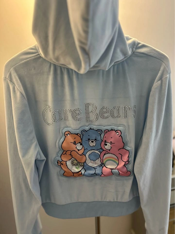 Care Bears Light Blue Velour Rhinestone Zip Hoodie- Large - photo 5