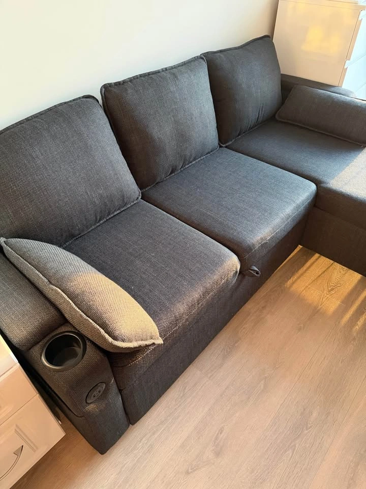 Dark Grey Sectional Sleeper Sofa with Storage Ottoman - photo 3