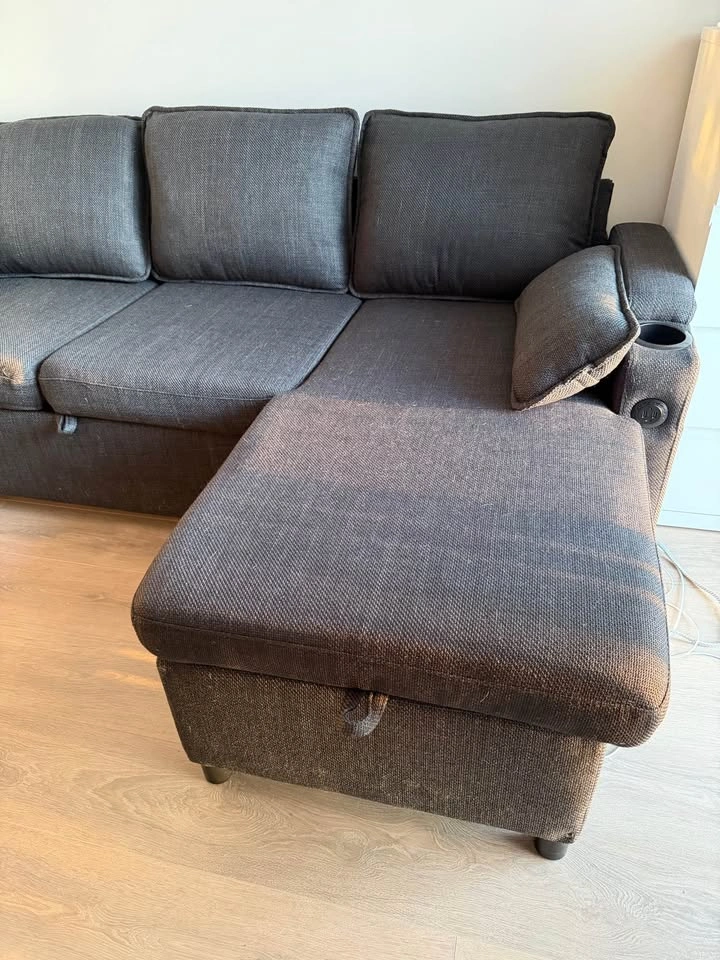 Dark Grey Sectional Sleeper Sofa with Storage Ottoman - photo 4