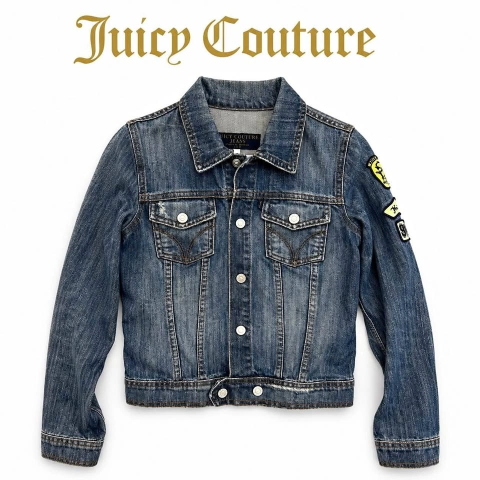 Vintage Juicy Couture Y2K Dog Lover Denim Patch Jean Jacket - Sm