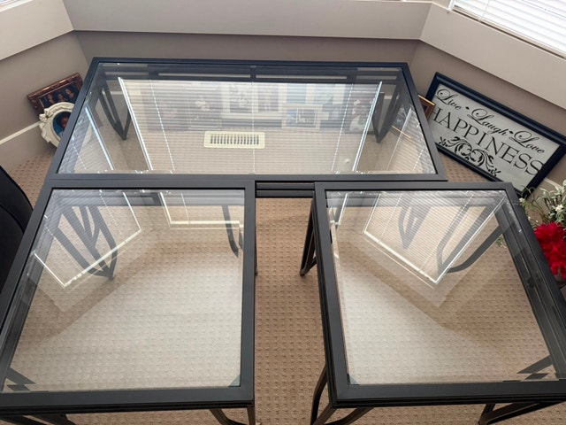 3-Piece Black Metal and Glass Coffee Table Set - photo 3