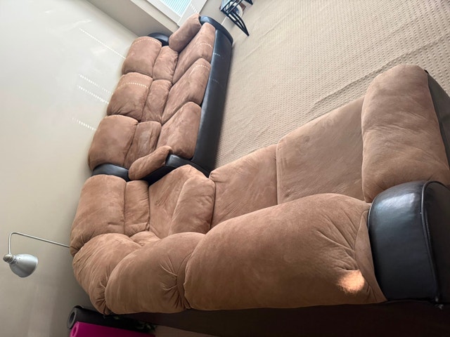 Two-Tone Brown and Black Sectional Sofa