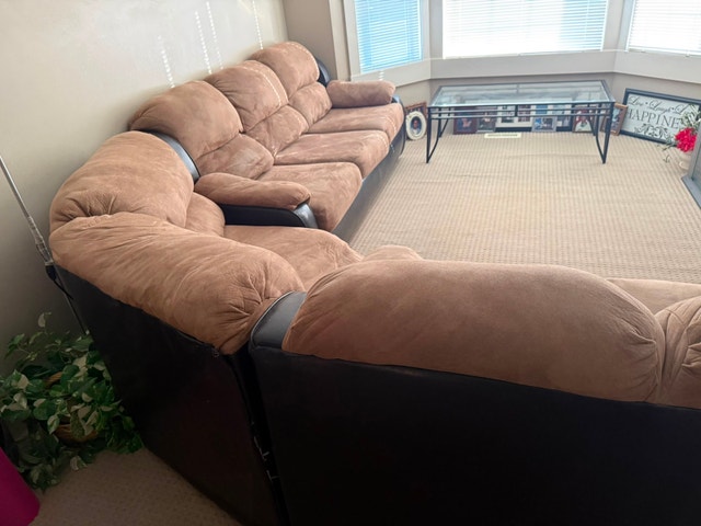 Two-Tone Brown and Black Sectional Sofa - photo 2