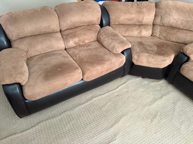 Two-Tone Brown and Black Sectional Sofa - photo 4
