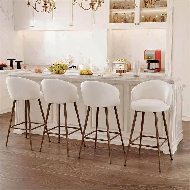 Set of 4 White Bar Stools
