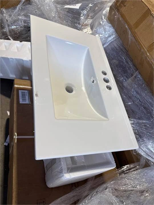 30 Inch White Ceramic Bathroom Vanity Sink Top - photo 2