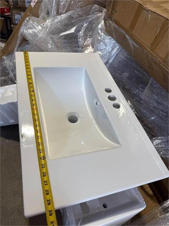 30 Inch White Ceramic Bathroom Vanity Sink Top - photo 4