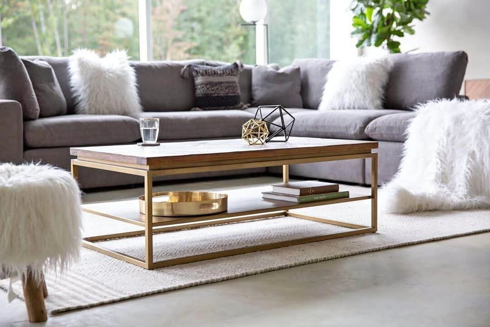 【BRAND NEW】Rustic Brown Coffee Table with Shelf
