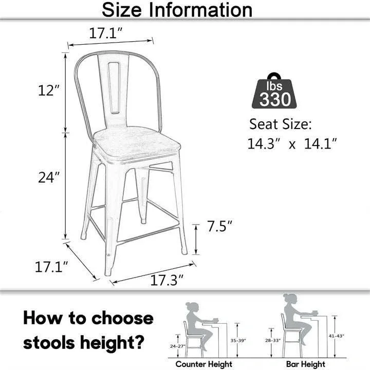 Set of 4 Industrial Metal Bar Stools - photo 2