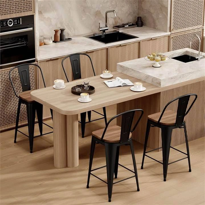 Set of 4 Industrial Metal Bar Stools - photo 4