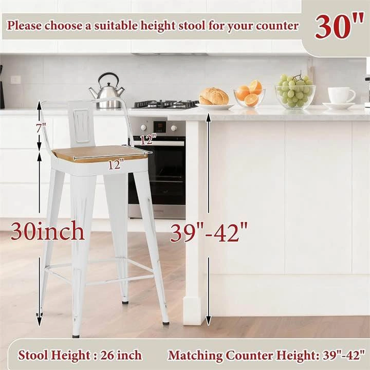 Set of 4 White Metal Bar Stools - photo 3