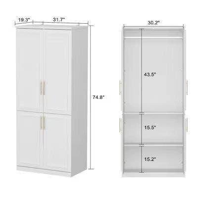 White 4-Door Wardrobe Cabinet - photo 2