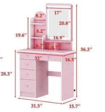 Pink Vanity Table with Lighted Mirror and Stool - photo 2