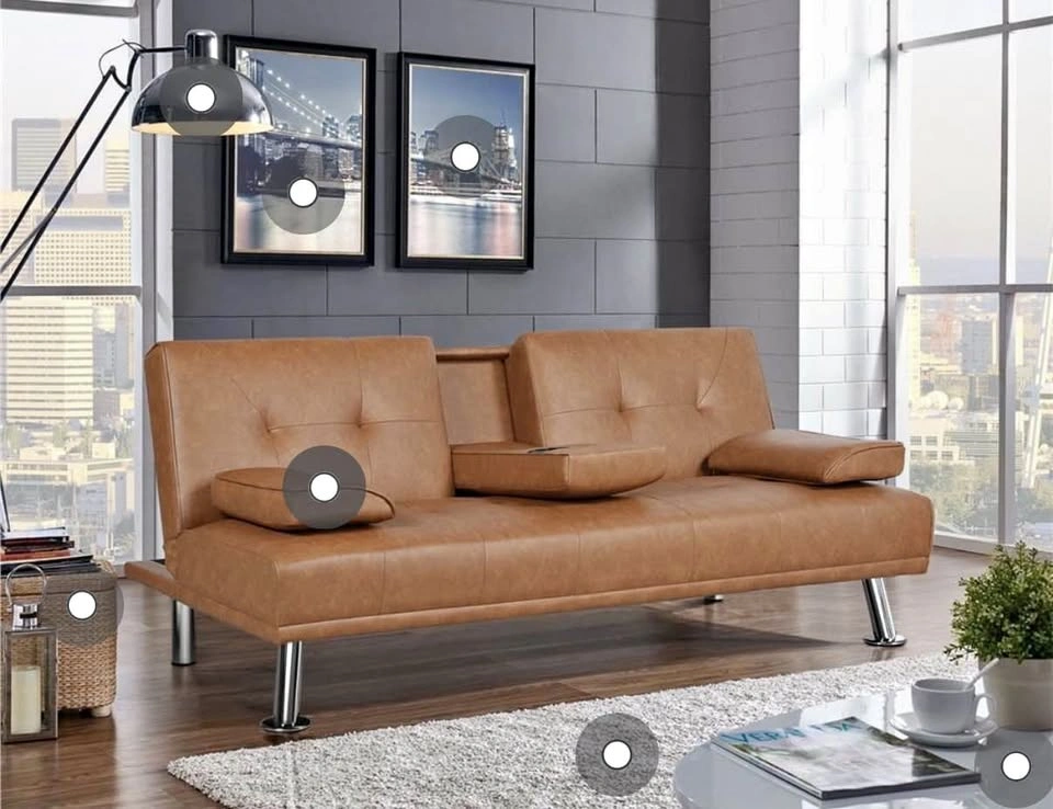 Brand new Faux Leather Convertible Futon Sofa Bed with Cup Holde