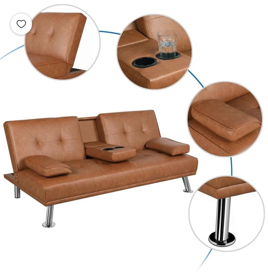Brand new Faux Leather Convertible Futon Sofa Bed with Cup Holde - photo 5