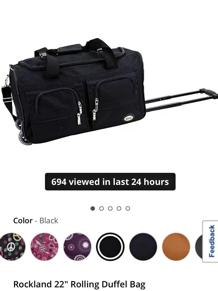 Brand new Rockland 22" Rolling Duffel Bag