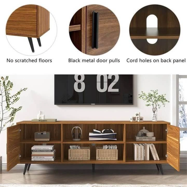 Mid-Century Modern Wood TV Stand with Storage - photo 3