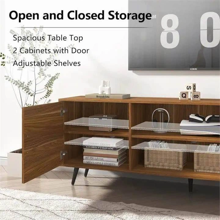 Mid-Century Modern Wood TV Stand with Storage - photo 4