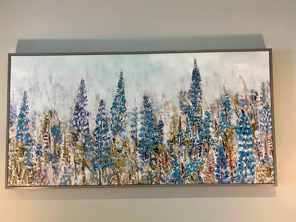 Framed Lupine Field Canvas Wall Art 4ftx2ft